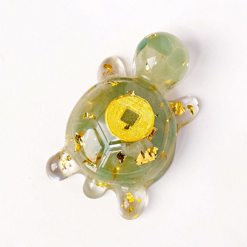 Buddha Stones Kleine, diverse kristallen, groene aventurijn, amethist, schildpadvormige koperen munten, geluksmunten voor huisdecoratie. - Groene aventurijn 5*3cm - image 1