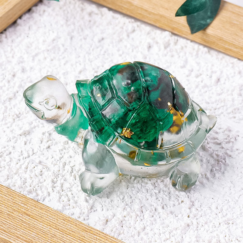 Buddha Stones Diverse stenen: citrien, groene aventurijn, amethist, mini-schildpad, symbool voor voorspoed en huisdecoratie. - Malachiet 5*3*2,7 cm - image 17