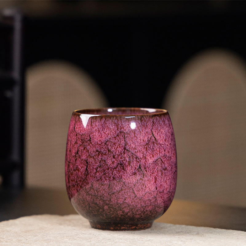 Buddha Stones Handgemaakt klein Chinees Jianzhan theekopje van keramiek, Kung Fu Theekopje , 150 ml - Rood 7,1 cm * 7,3 cm * 150 ml - image 1