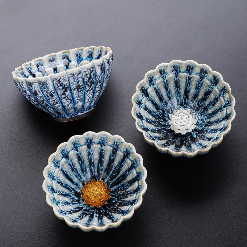 Buddha Stones Handgemaakt klein Chinees Jianzhan Lotus keramisch theekopje Kung Fu Theekopje 80 ml - image 0
