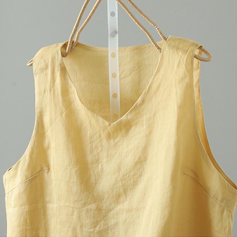 Buddha Stones Vintage effenkleurige Mouwloos damesvest met V-hals - image 10
