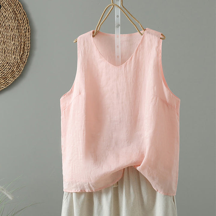 Buddha Stones Vintage effenkleurige Mouwloos damesvest met V-hals - Roze - US8-10，UK/AU12-14，EU40-42 (2XL) - image 4