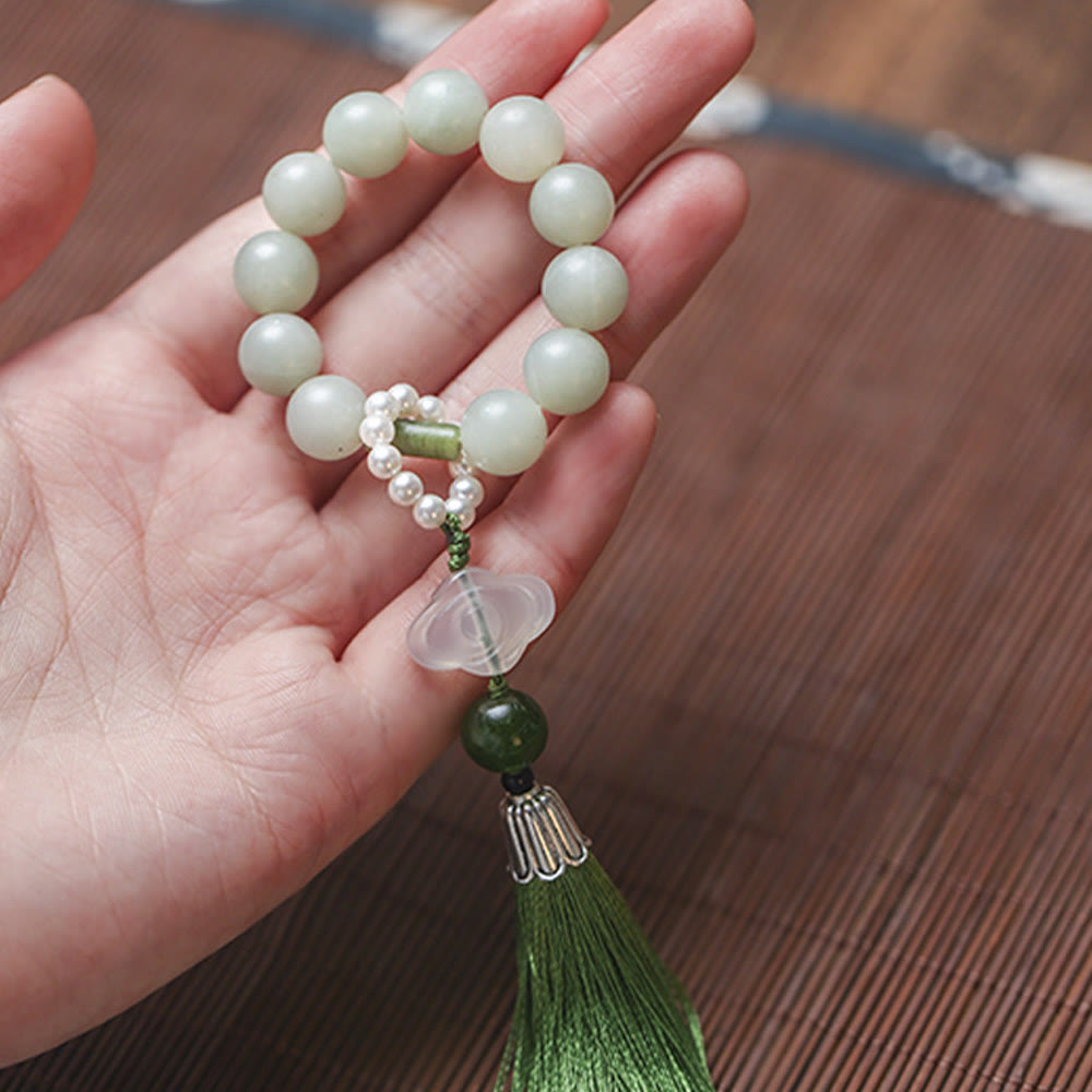 Buddha Stones Groene jade kralen, parels, welvaartskwastjes , Pols Mala - image 2