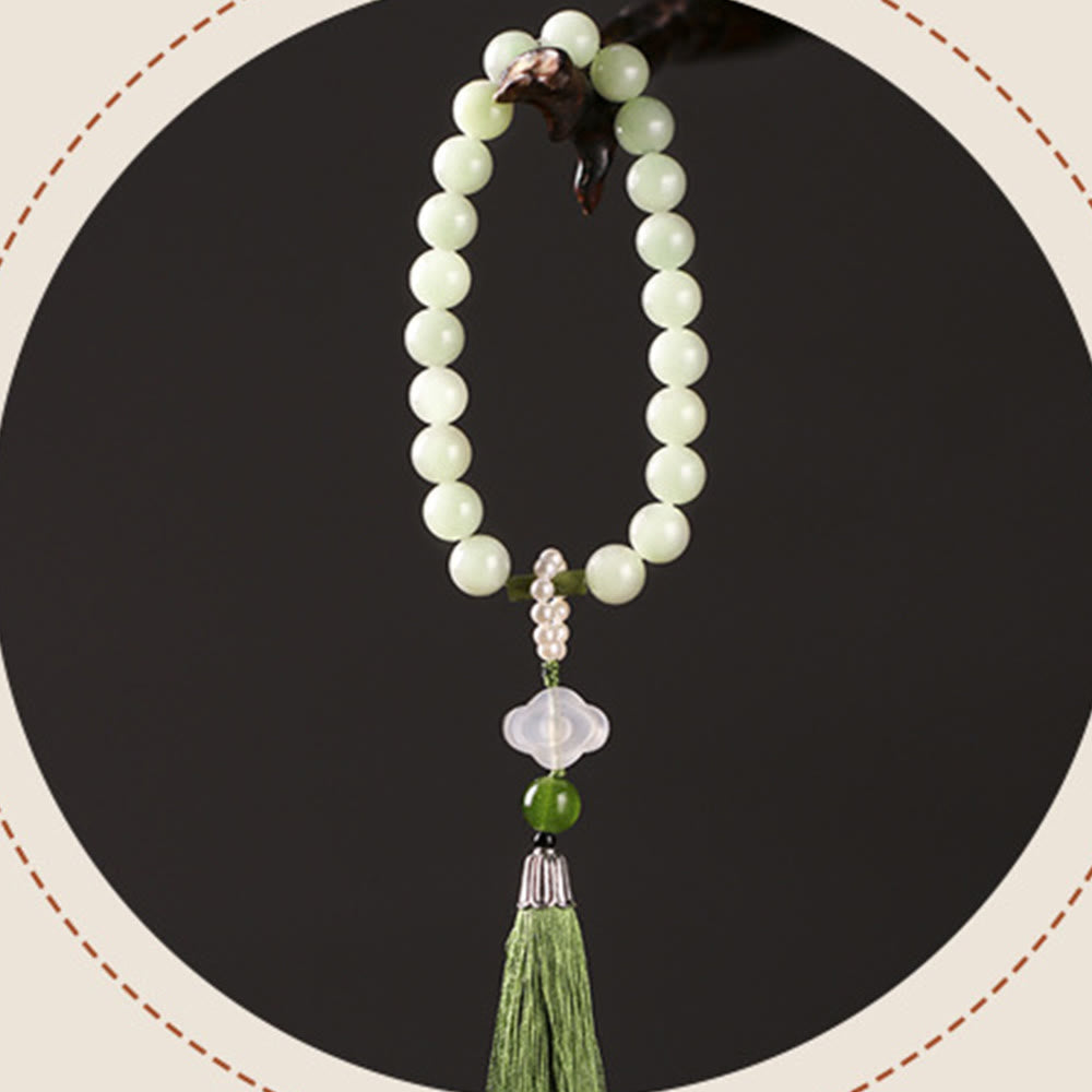 Buddha Stones Groene jade kralen, parels, welvaartskwastjes , Pols Mala - image 13