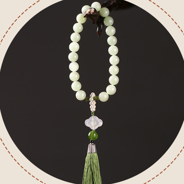Buddha Stones Groene jade kralen, parels, welvaartskwastjes , Pols Mala - image 13