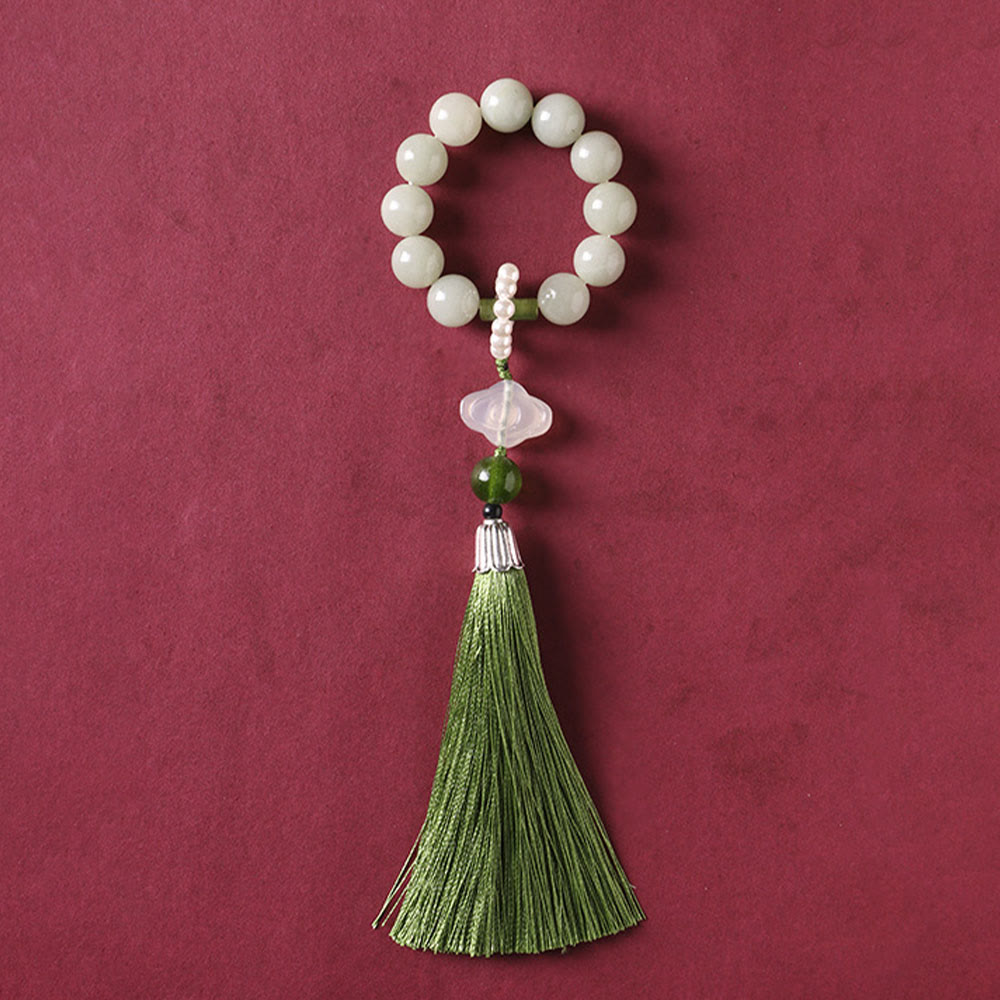 Buddha Stones Groene jade kralen, parels, welvaartskwastjes , Pols Mala - image 4