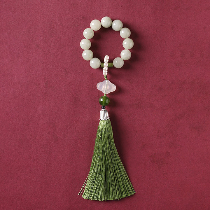Buddha Stones Groene jade kralen, parels, welvaartskwastjes , Pols Mala - image 4