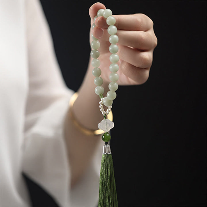 Buddha Stones Groene jade kralen, parels, welvaartskwastjes , Pols Mala - image 8