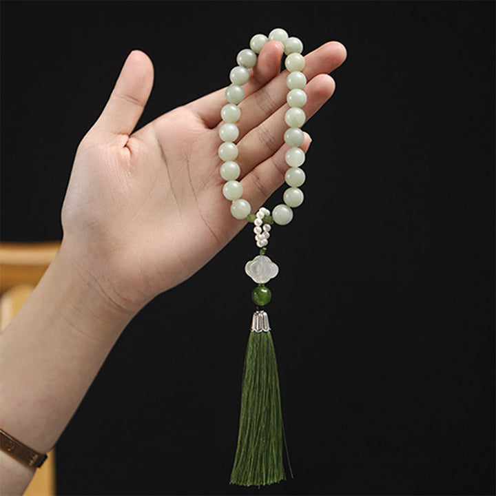 Buddha Stones Groene jade kralen, parels, welvaartskwastjes , Pols Mala - image 9