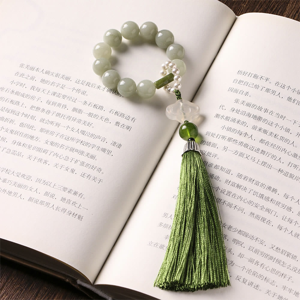 Buddha Stones Groene jade kralen, parels, welvaartskwastjes , Pols Mala - image 1