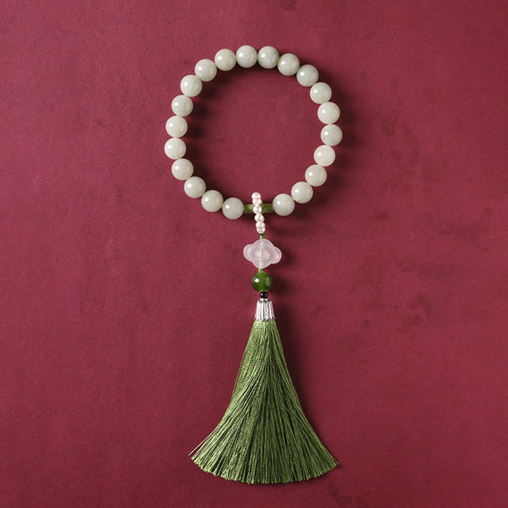 Buddha Stones Groene jade kralen, parels, welvaartskwastjes , Pols Mala - image 10