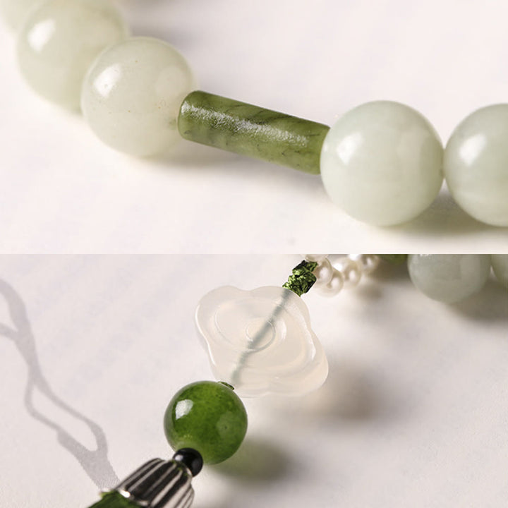 Buddha Stones Groene jade kralen, parels, welvaartskwastjes , Pols Mala - image 12