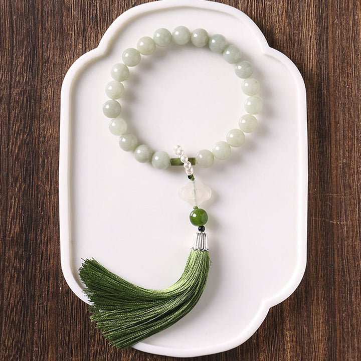 Buddha Stones Groene jade kralen, parels, welvaartskwastjes , Pols Mala - image 7