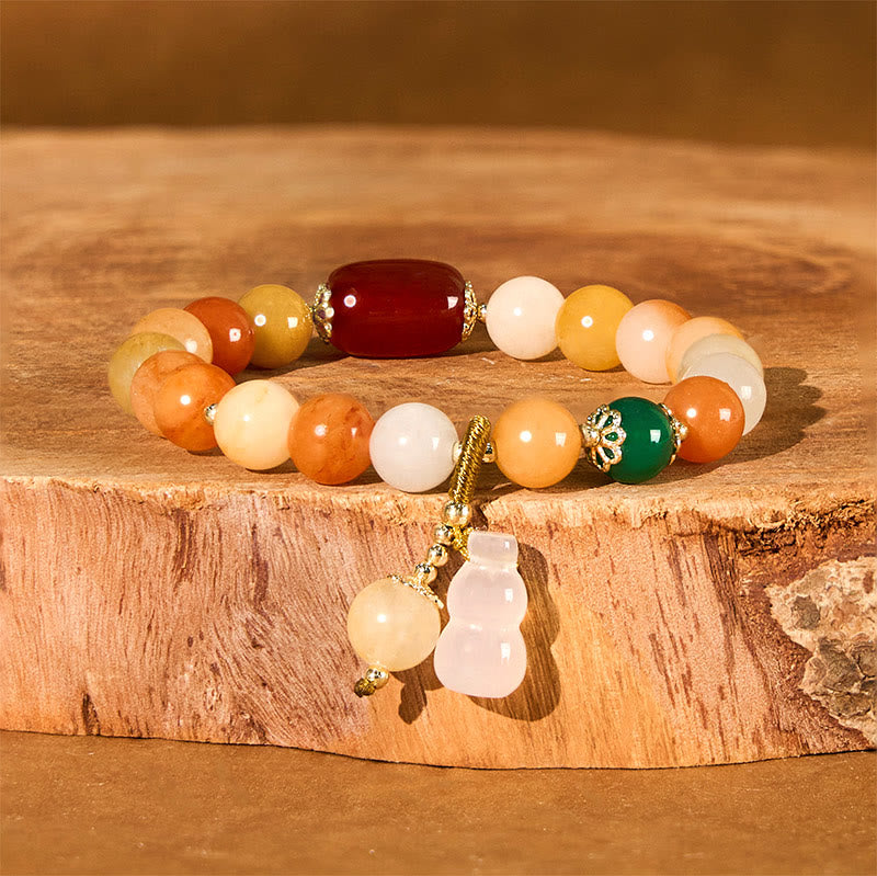 Buddha Stones Gouden zijden jade kralen kalebas Armband - Gouden zijden jade (Polsomtrek: 14-15 cm) - image 0