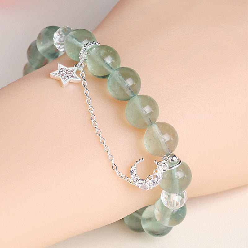 Buddha Stones Groene fluoriet kralen Maan Ster Armband - image 3