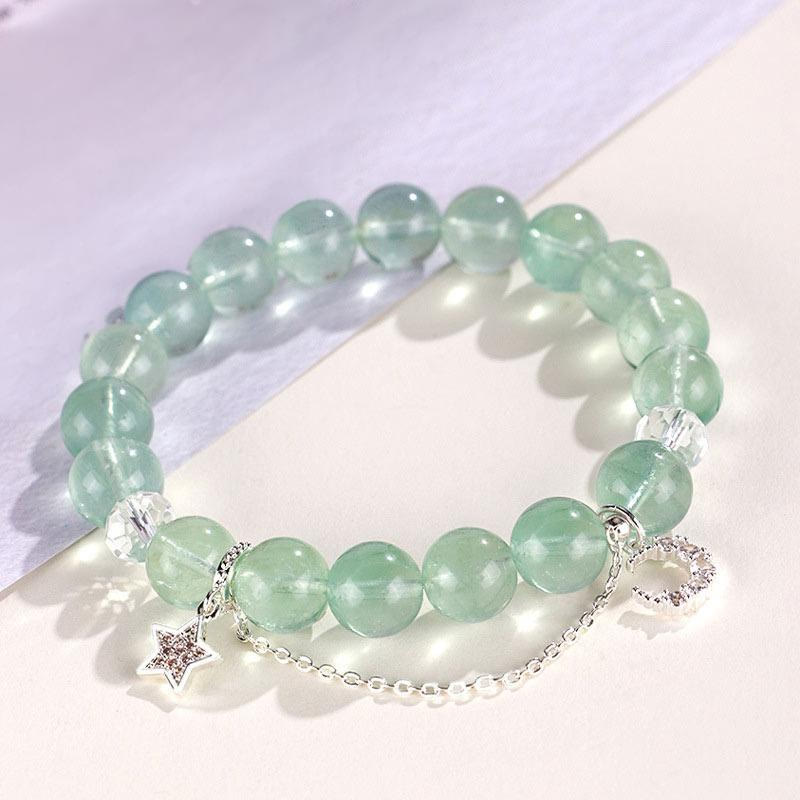Buddha Stones Groene fluoriet kralen Maan Ster Armband - image 1
