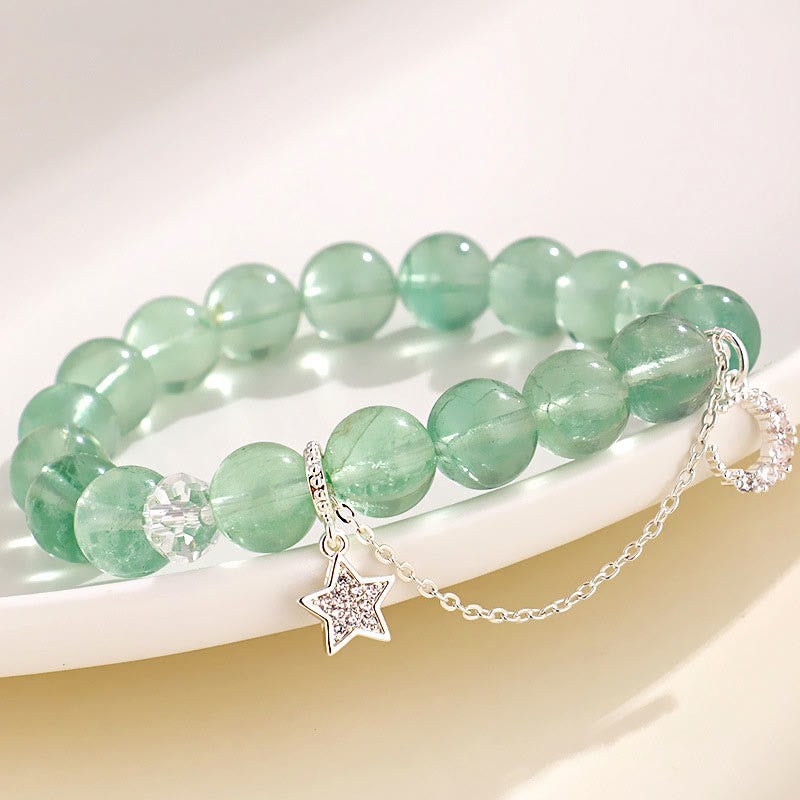 Buddha Stones Groene fluoriet kralen Maan Ster Armband - image 2