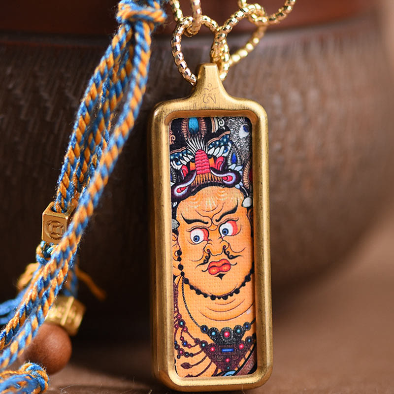 Buddha Stones Tibetaanse God van de Rijkdom Thangka Ketting van titaniumstaal - image 1