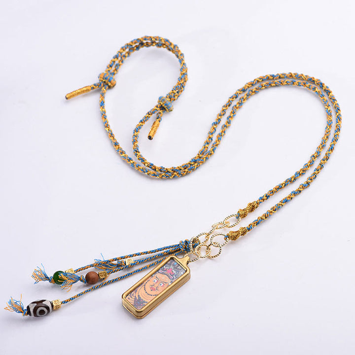 Buddha Stones Tibetaanse God van de Rijkdom Thangka Ketting van titaniumstaal - image 7