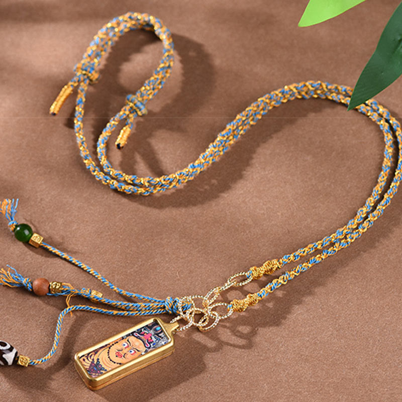 Buddha Stones Tibetaanse God van de Rijkdom Thangka Ketting van titaniumstaal - image 4