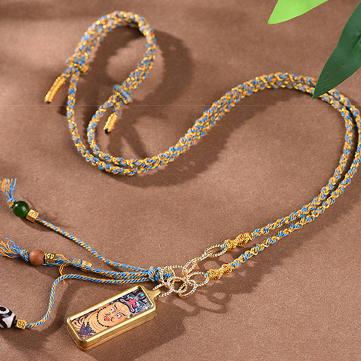 Buddha Stones Tibetaanse God van de Rijkdom Thangka Ketting van titaniumstaal - image 4