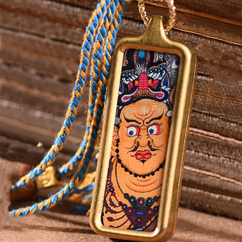 Buddha Stones Tibetaanse God van de Rijkdom Thangka Ketting van titaniumstaal - image 6