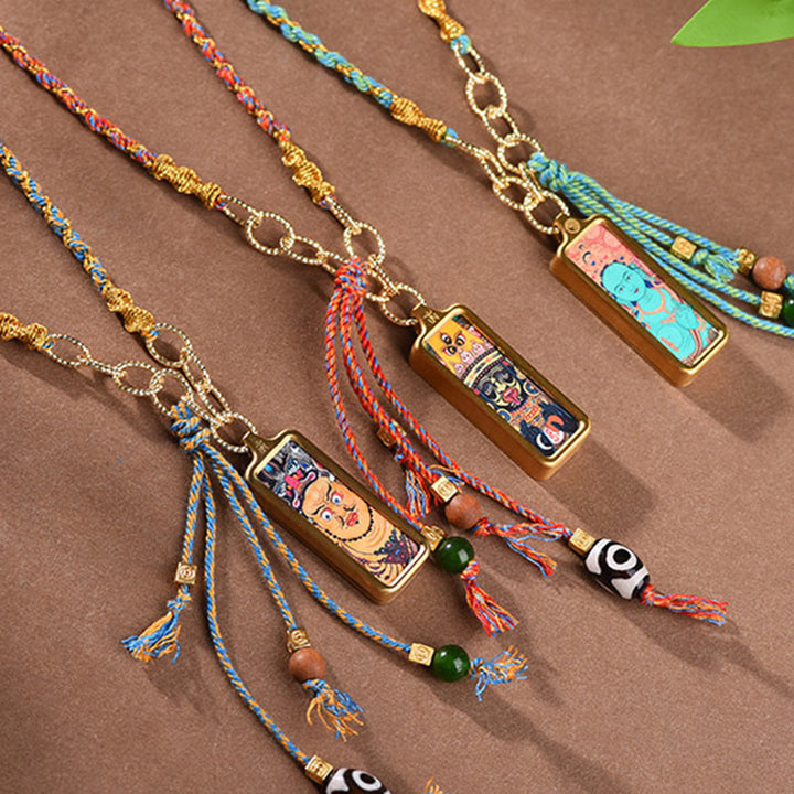 Buddha Stones Tibetaanse God van de Rijkdom Thangka Ketting van titaniumstaal - image 13