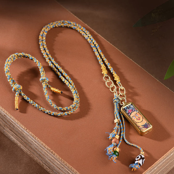 Buddha Stones Tibetaanse God van de Rijkdom Thangka Ketting van titaniumstaal - image 3
