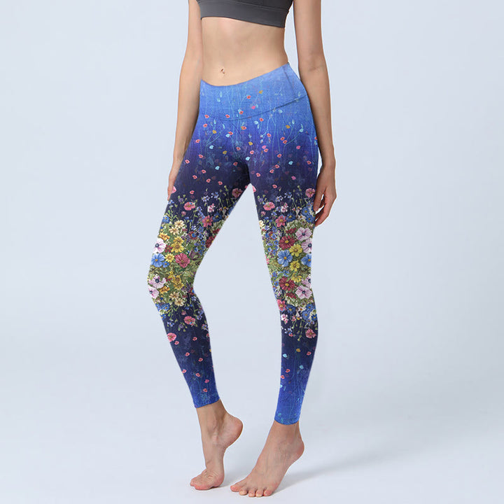 Buddha Stones Gymlegging met bloemenprint en kleurverloop voor dames, yogabroek - Donkerblauw - US18, UK/AU22, EU50 (4XL) - image 0
