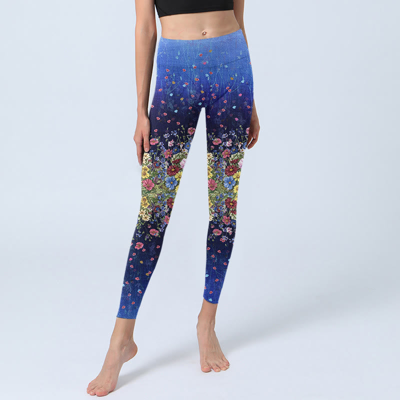 Buddha Stones Gymlegging met bloemenprint en kleurverloop voor dames, yogabroek - image 5