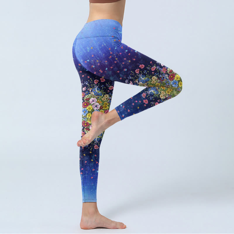 Buddha Stones Gymlegging met bloemenprint en kleurverloop voor dames, yogabroek - image 4