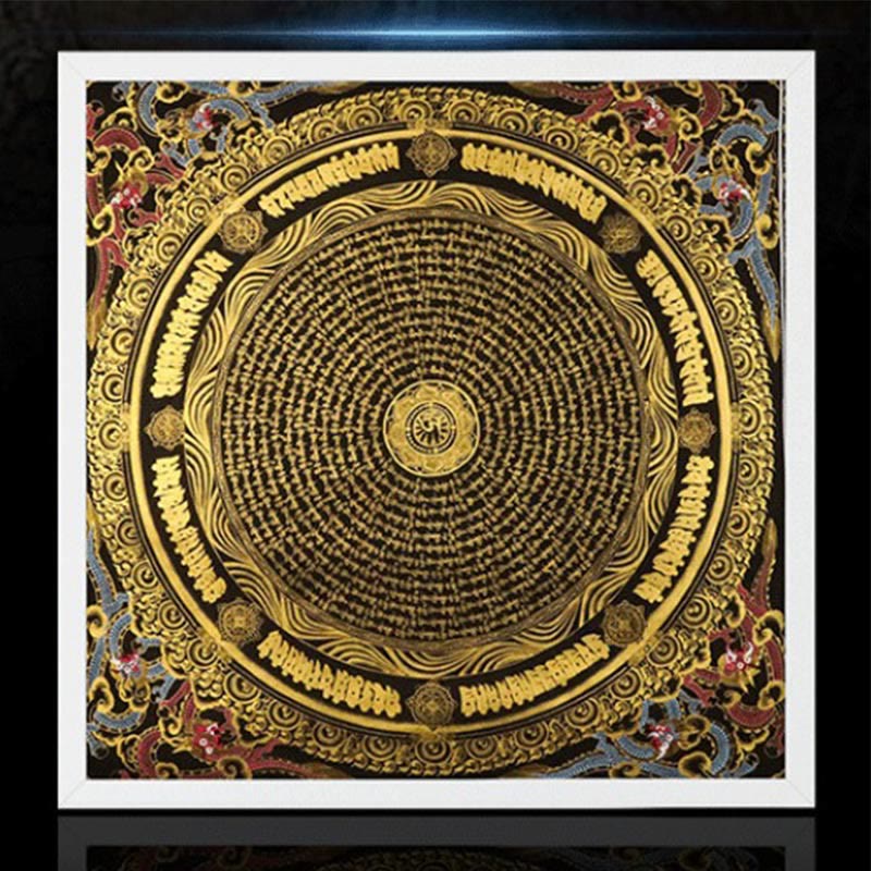 Buddha Stones Tibetaanse Thangka -schilderij Om Mani Padme Hum Draak Feniks Schrift Handgemaakte Decoratie (Willekeurige Stijl) - image 0