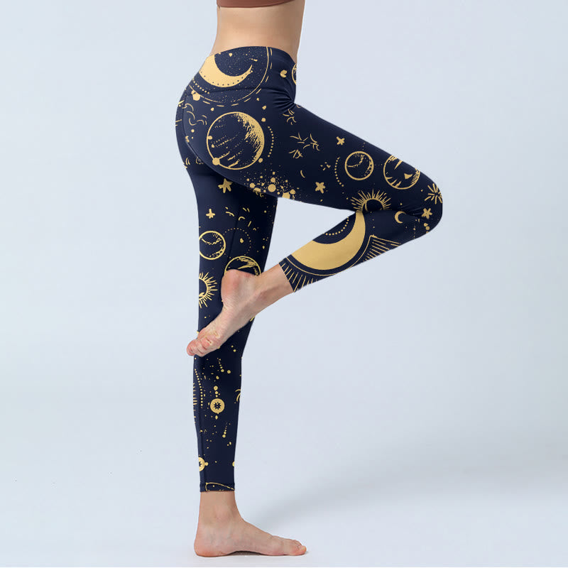 Buddha Stones Gymlegging/yogabroek voor dames met maan-, sterren- en universumprint - image 4