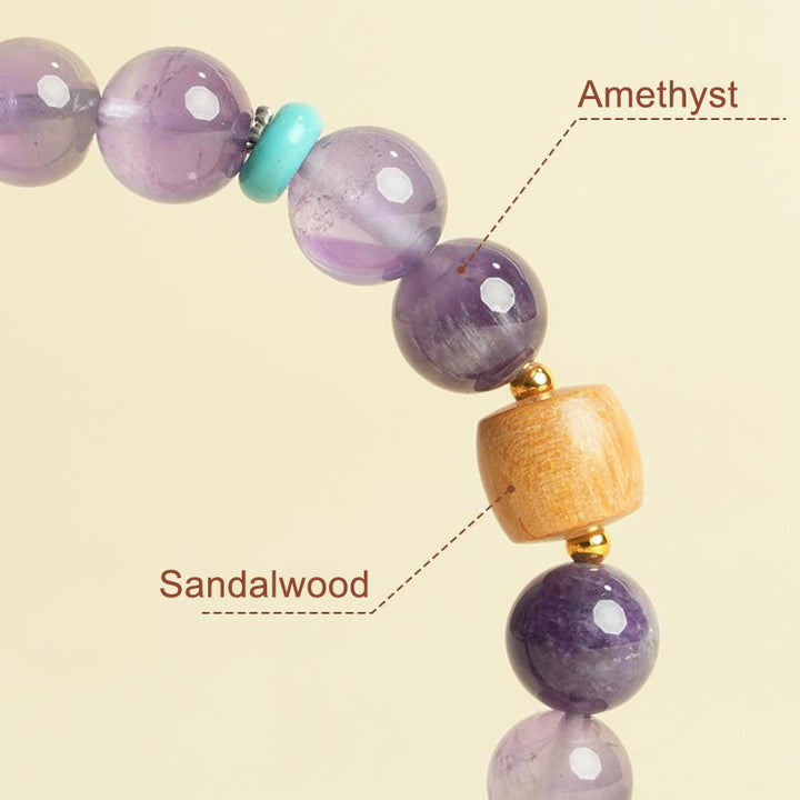 Buddha Stones Armband van houten kralen met natuurlijke amethist - image 10