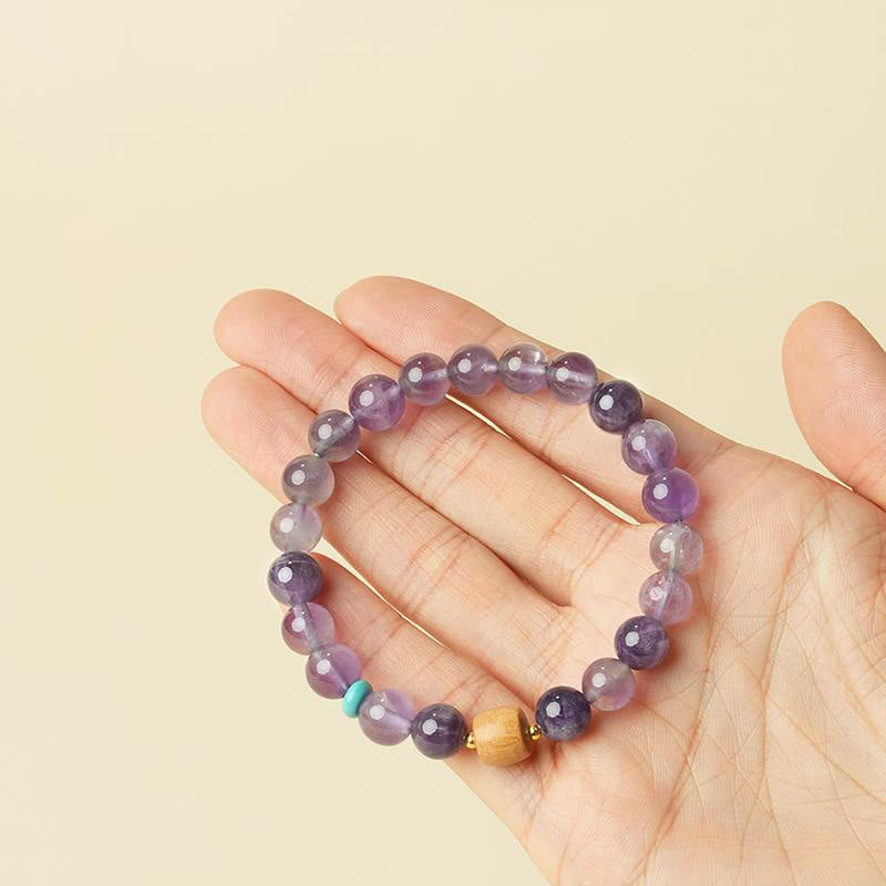 Buddha Stones Armband van houten kralen met natuurlijke amethist - image 7