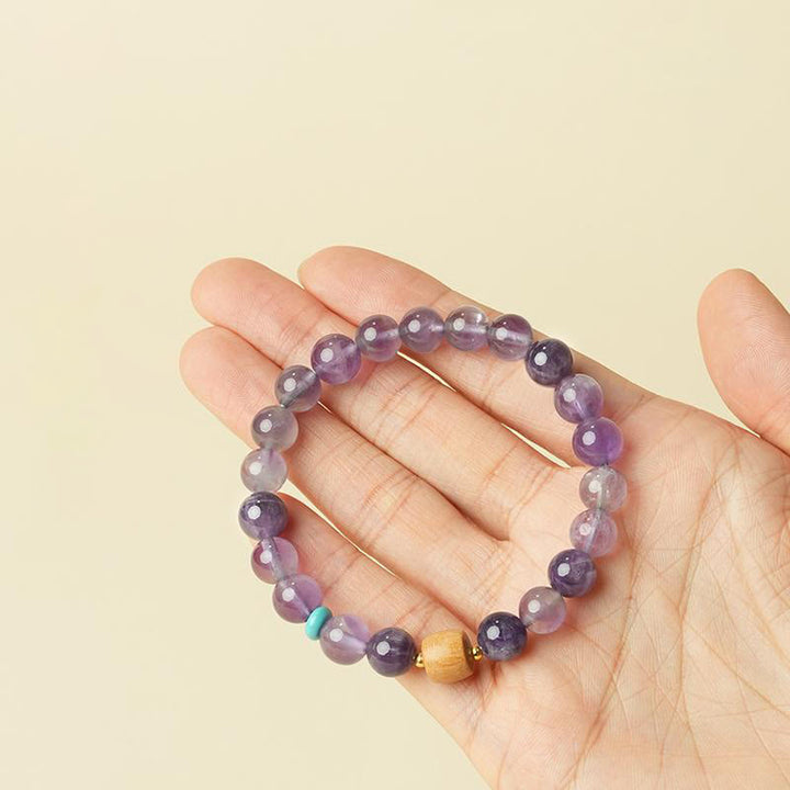 Buddha Stones Armband van houten kralen met natuurlijke amethist - image 7
