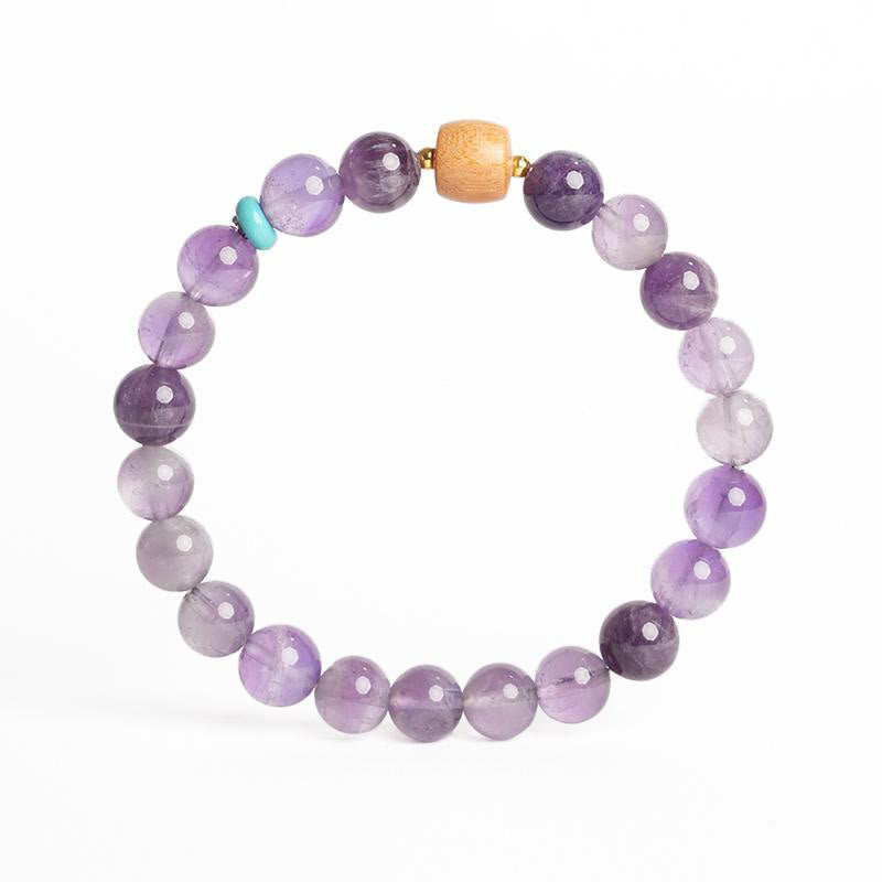 Buddha Stones Armband van houten kralen met natuurlijke amethist - image 8