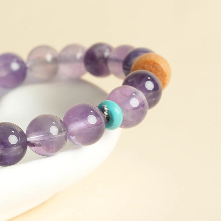 Buddha Stones Armband van houten kralen met natuurlijke amethist - image 9