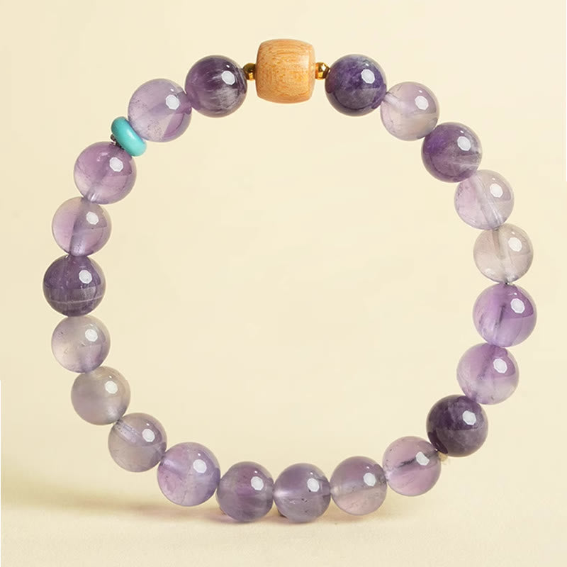 Buddha Stones Armband van houten kralen met natuurlijke amethist - image 1