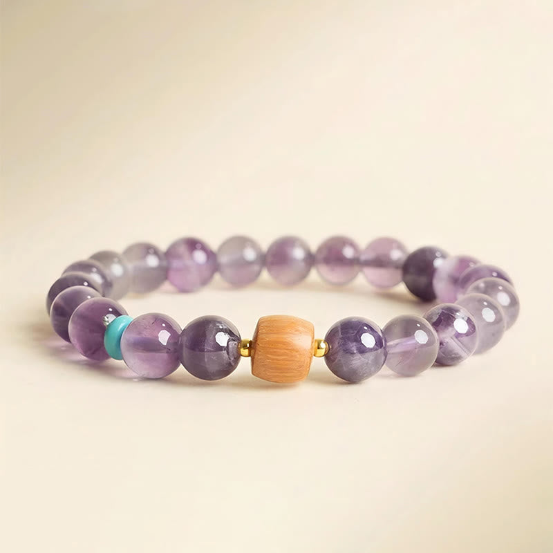 Buddha Stones Armband van houten kralen met natuurlijke amethist - Amethist - 0,3 inch - image 0