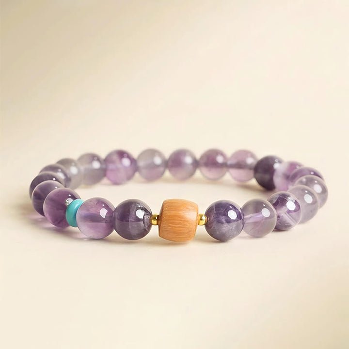 Buddha Stones Armband van houten kralen met natuurlijke amethist - Amethist - 0,3 inch - image 0