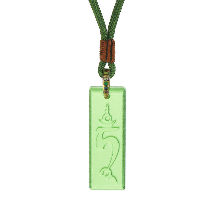 Buddha Stones Tibetaanse groene Tara Medicijn Boeddha Sanskrietpatroon Liuli Kristal Ketting - image 1