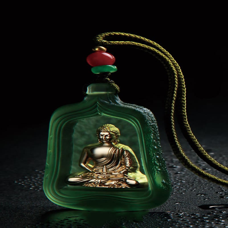 Buddha Stones Ketting van Tibetaanse Medicijn Boeddha Liuli-kristal, compassie en sereniteit. - Groene Medicijn Boeddha Touw - image 7