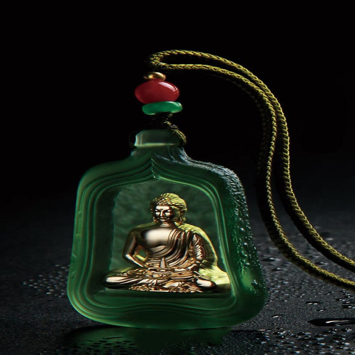 Buddha Stones Ketting van Tibetaanse Medicijn Boeddha Liuli-kristal, compassie en sereniteit. - Groene Medicijn Boeddha Touw - image 7