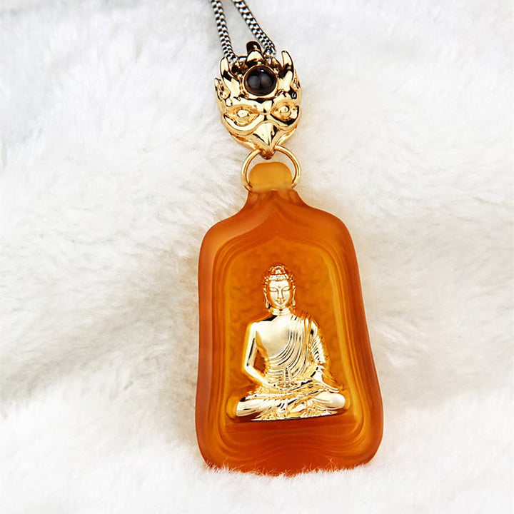 Buddha Stones Ketting van Tibetaanse Medicijn Boeddha Liuli-kristal, compassie en sereniteit. - Gele Medicijn Boeddha Ketting - image 12