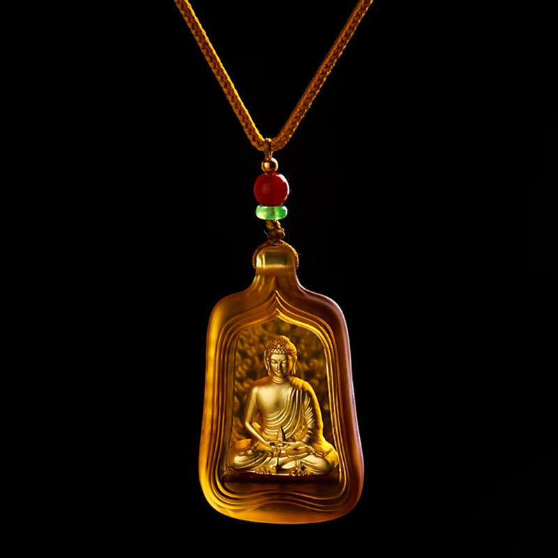 Buddha Stones Ketting van Tibetaanse Medicijn Boeddha Liuli-kristal, compassie en sereniteit. - Gele Medicijn Boeddha Touw - image 9