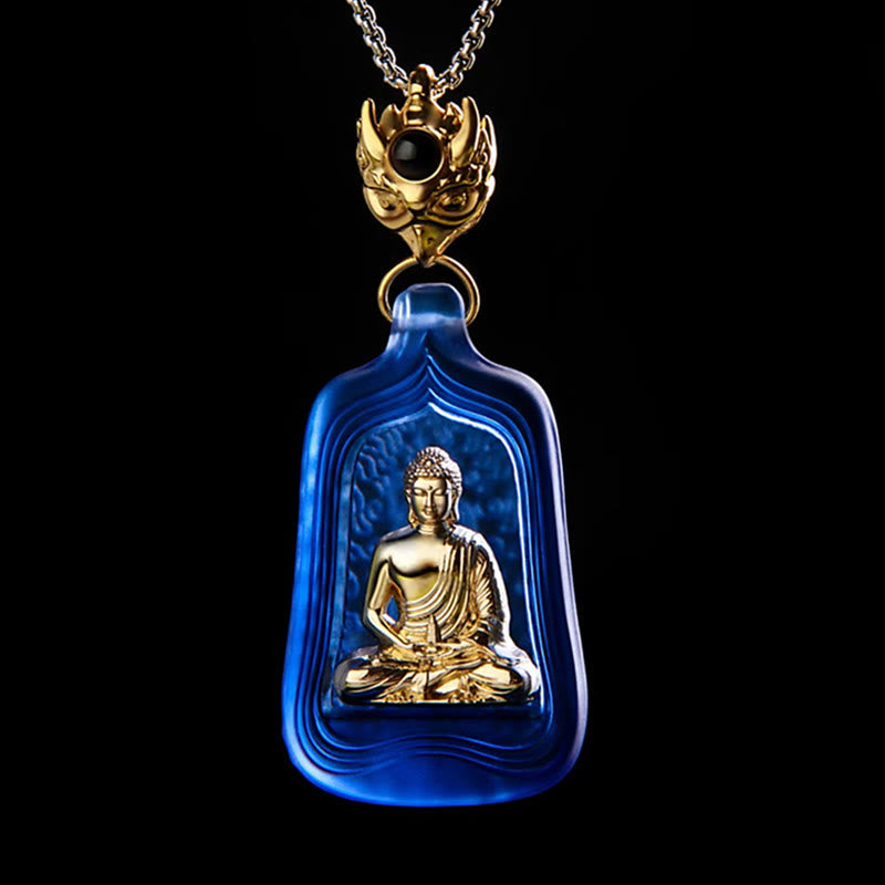 Buddha Stones Ketting van Tibetaanse Medicijn Boeddha Liuli-kristal, compassie en sereniteit. - Blauwe Medicijn Boeddha Ketting - image 0