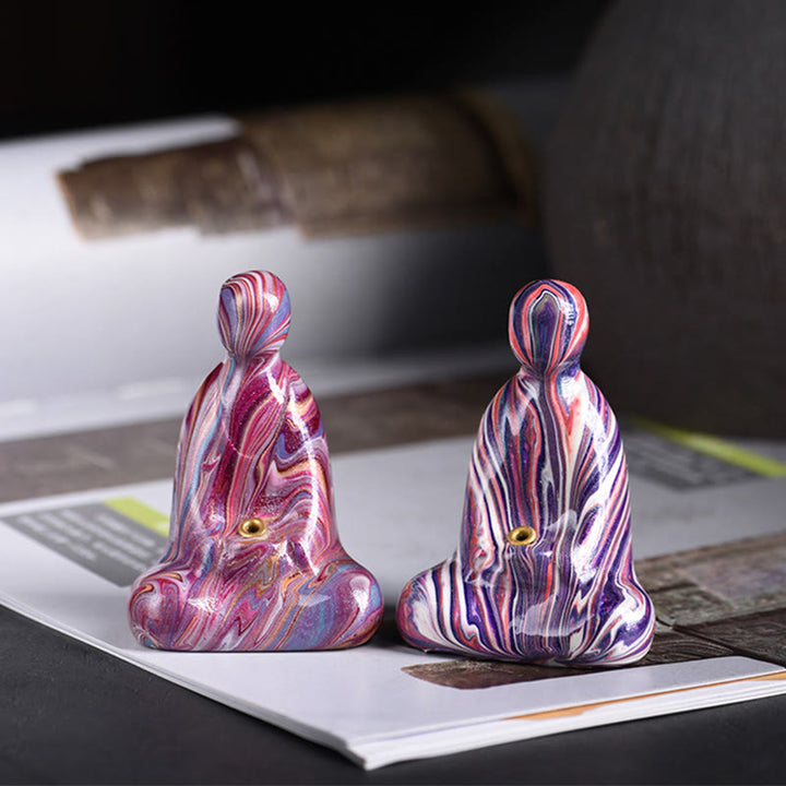 Buddha Stones Mini vormloze Boeddha houder van ebbenhout met lakafwerking voor Wierook . - image 3