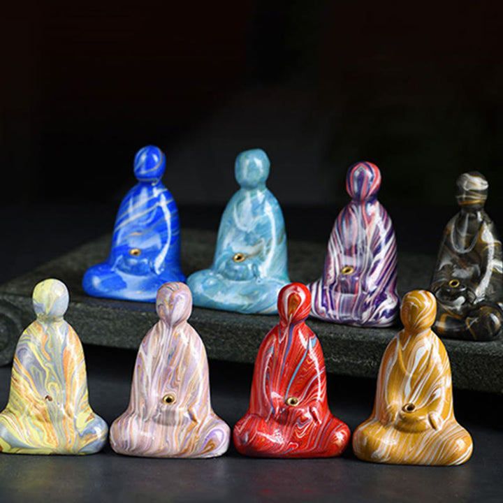 Buddha Stones Mini vormloze Boeddha houder van ebbenhout met lakafwerking voor Wierook . - image 1