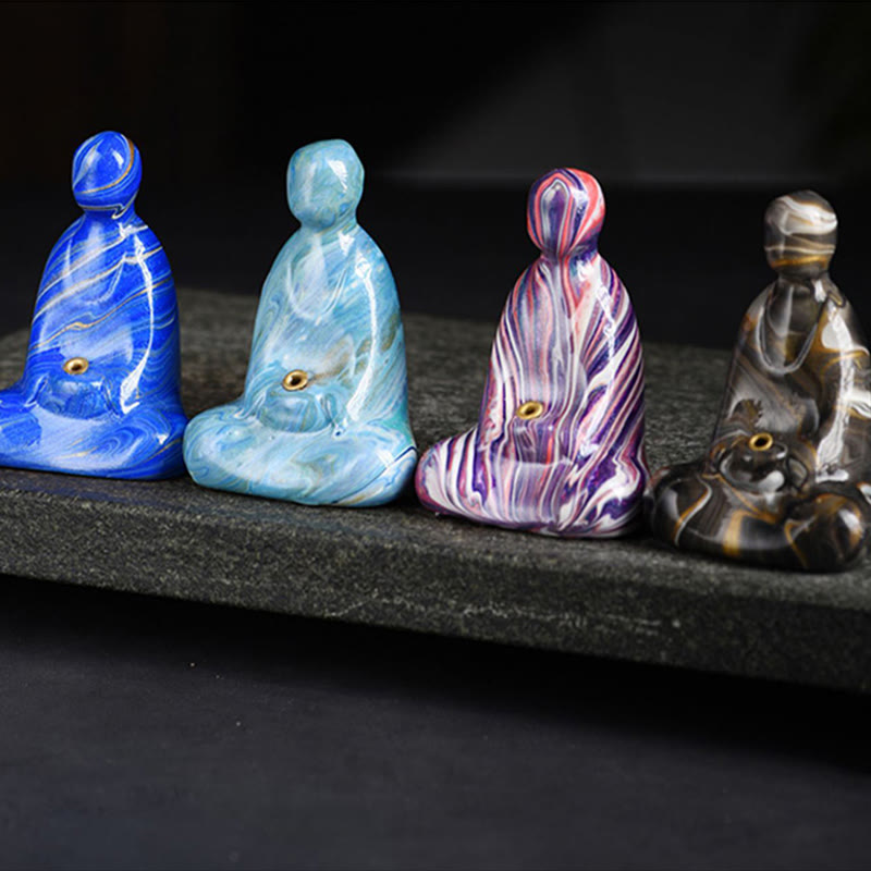 Buddha Stones Mini vormloze Boeddha houder van ebbenhout met lakafwerking voor Wierook . - image 18